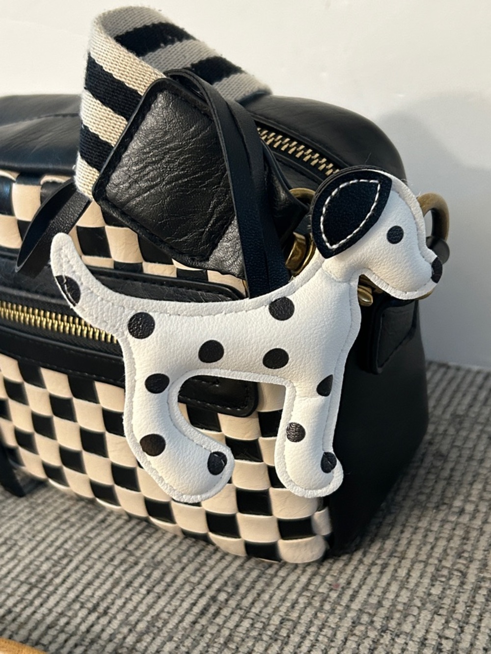 Dalmatian purse charm NEW white and Black Polka Dot Dog Accessory